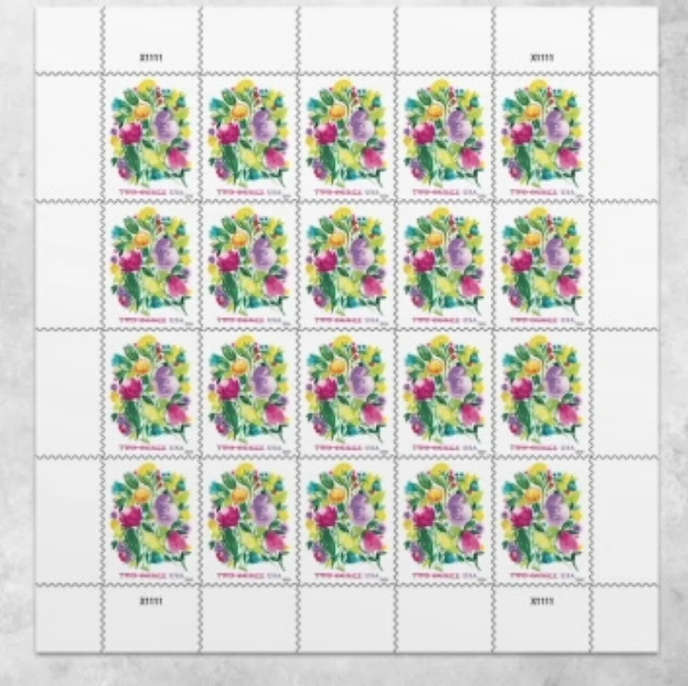 100 Wedding Blooms 2‎ Ounce Forever 2024 Postage Stamps USPS Heavy Invitations